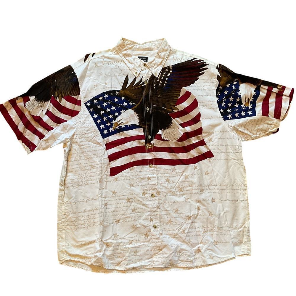 Cotton Traders Congress Patriotic Short Sleeved Mens Button Down. Size XXL